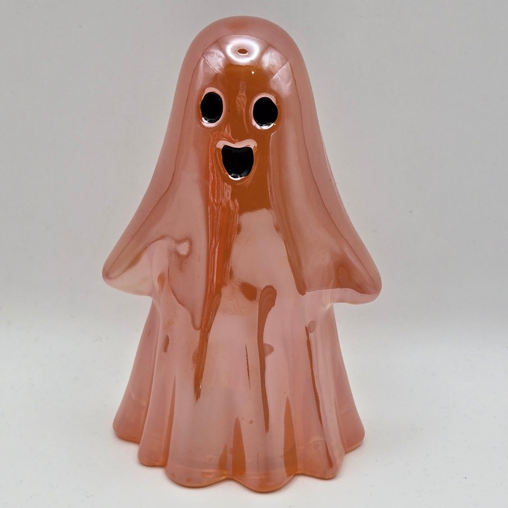 Target 6in Glass Ghost Iridescent Pink Halloween Decor Figurine